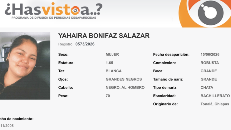 Yahaira Bonifaz Salazar desaparecida