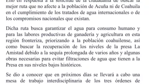 Suspenden trasvase de la presa La Amistad Coahuila