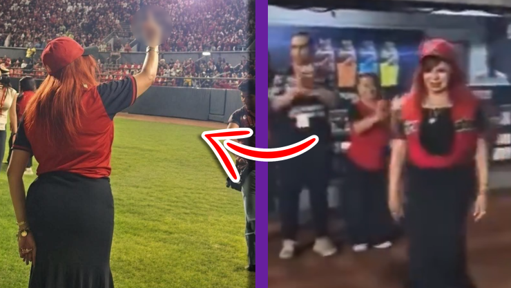 ¡Se puso grosera! Abuchean a Layda Sansores, gobernadora de Campeche, en pleno juego de Beisbol; ella ‘les pinta’ el dedo.webp