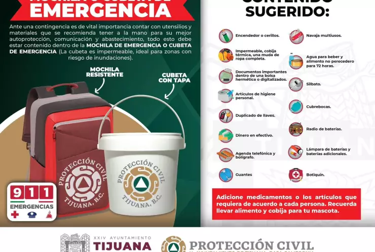 Mochila de emergencia Protección Civil