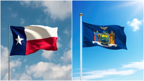 Banderas de Texas y Nueva York