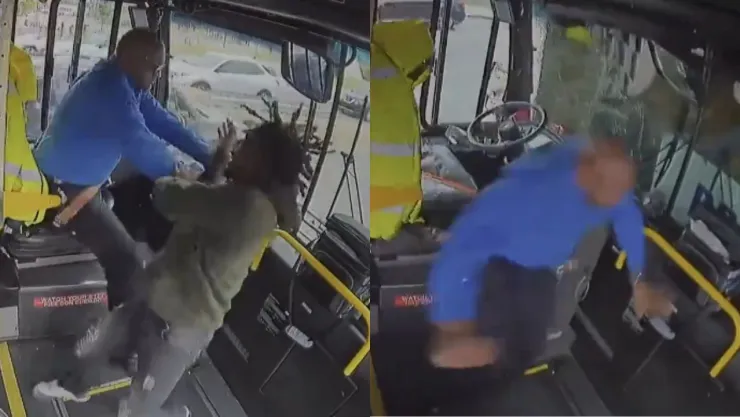 VIDEO: Captan a chofer peleando contra un pasajero y terminan chocando contra un edificio