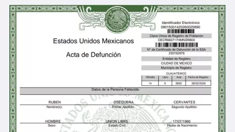 acta de defunción de El Mencho