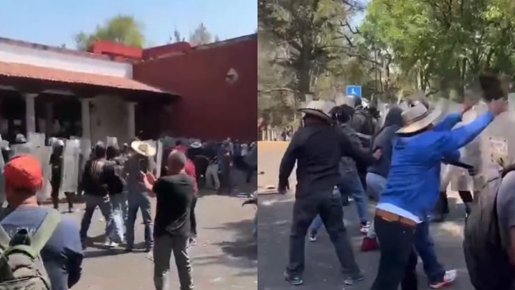 Choque en Casa de Gobierno de Michoacán: Desalojan con gas a comuneros que exigen justicia por guardias asesinados