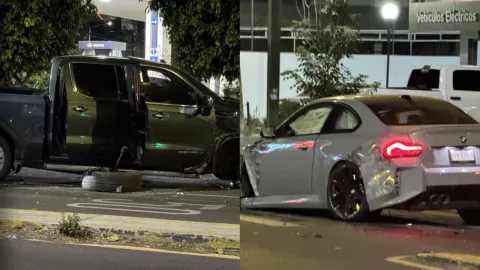 Aparatoso accidente en avenida Vallarta deja dos vehículos destruidos