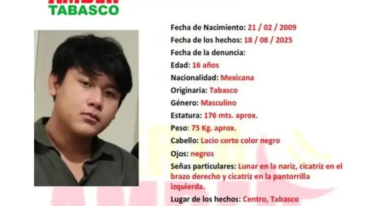 Leonardo Bautista Alerta Amber Tabasco