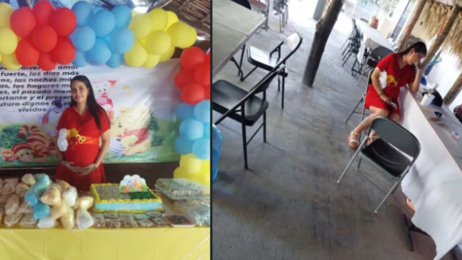 Mujer plantada en su baby shower