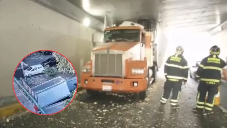 CDMX: Tráiler atorado desata caos vial en Viaducto, en la colonia Álamos