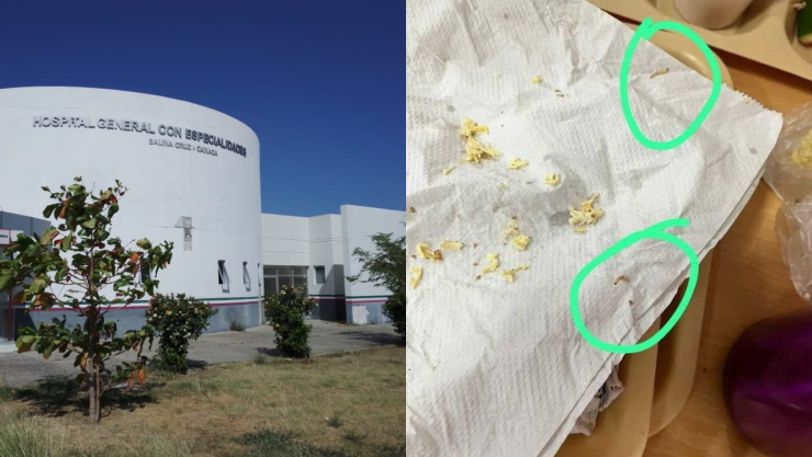 Gusanos en la comida del Hospital Imss de Salina Cruz Oaxaca