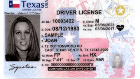 Una licencia de conducir Real ID emitida en Texas.