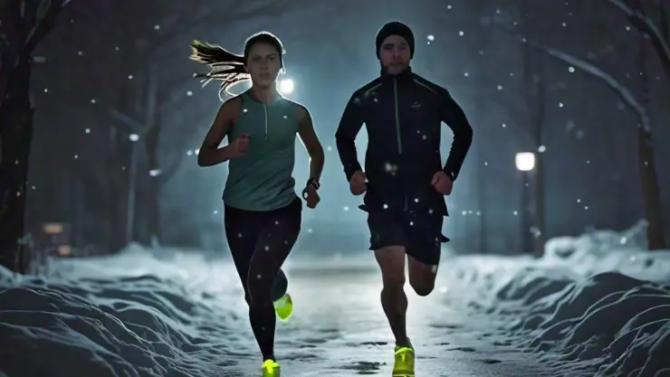 Personas corriendo en la nieve