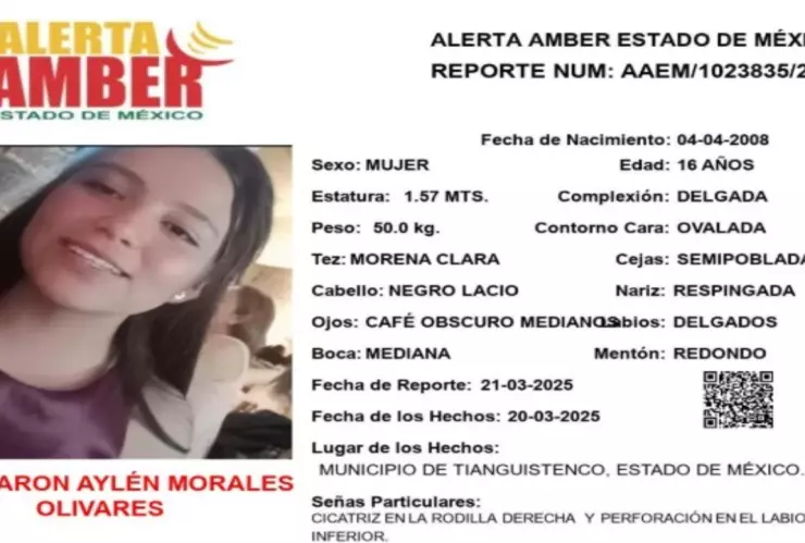 ALERTA AMBER: ¡Urgente! Sharon Aylén Morales Olivares desapareció en el Estado de México, Edomex