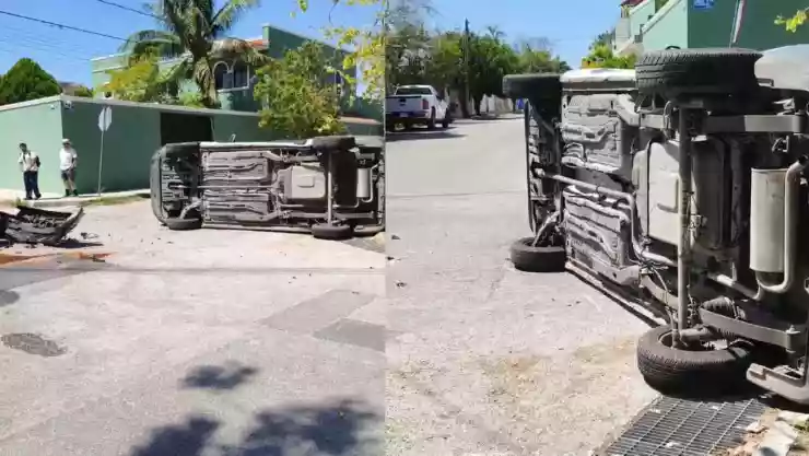 FOTOS_ Fuerte accidente deja dos autos volcados en San Ramón Norte, hoy 10 de abril de 2025