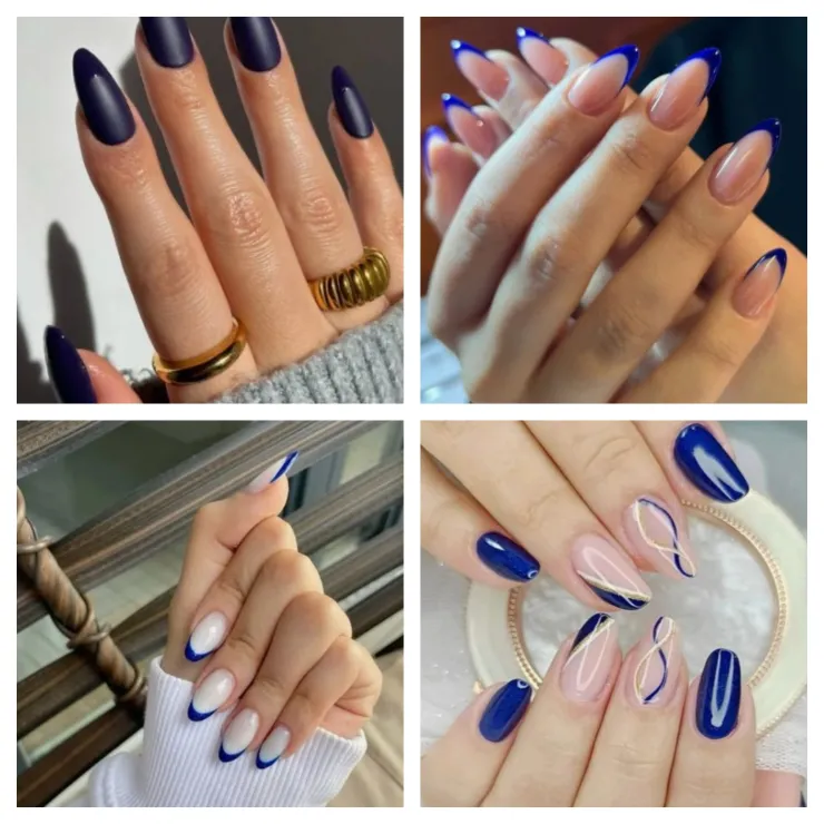 Estilos de uñas acrílicas azules