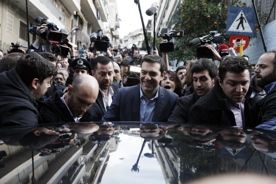 El líder del partido de la izquierda radical Syriza,Alexis Tsipras (centro).