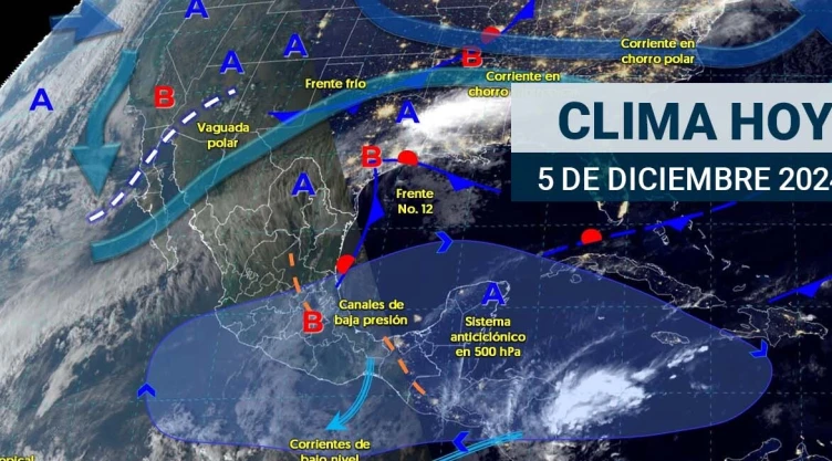 Pronostico clima hoy jueves 5 diciembre México frente frío número 13