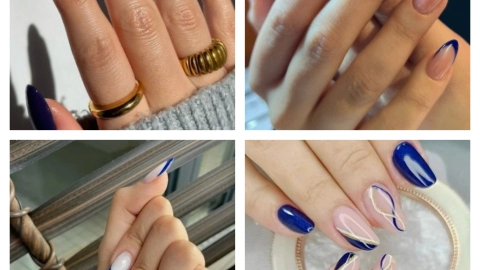 Estilos de uñas acrílicas azules
