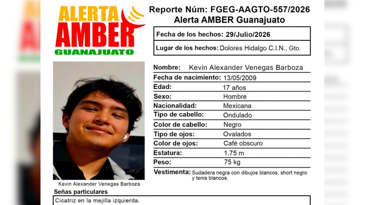 Alerta Amber buscan a Kevin Alexander desaparecido en Guanajuato