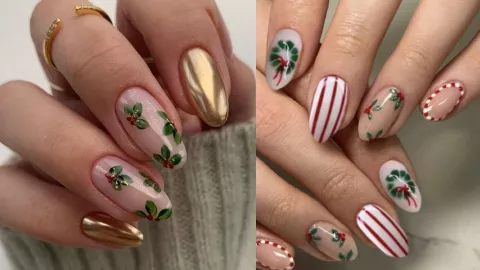 23 modelos de uñas navideñas elegantes y sencillas: puedes usarlas en cortas o largas y se ven preciosas