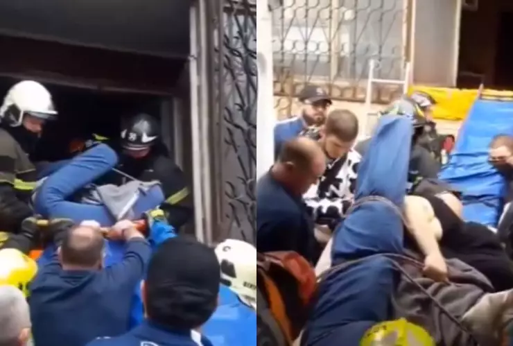 VIDEO: Así fue el momento en que ayudaron a un hombre de 300 kilos a salir de su casa en Rusia