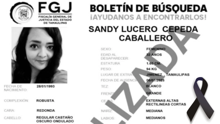 Tragedia Tamaulipas Hallan sin vida a Sandy Lucero comerciante embarazada desaparecida