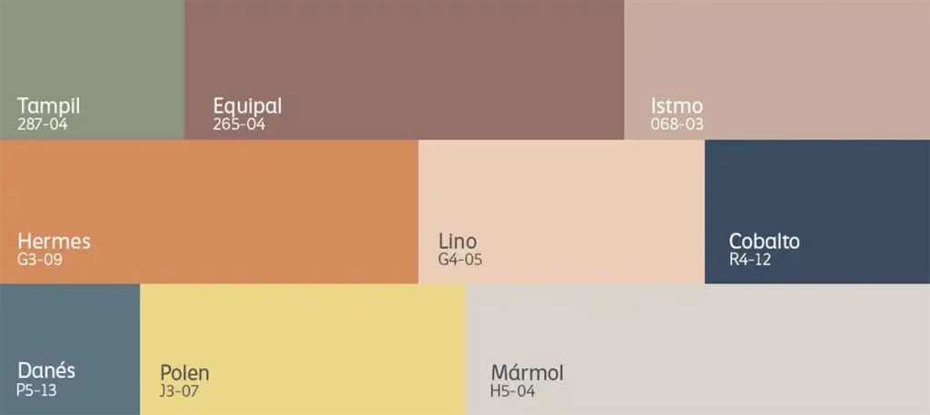 Diferentes colores de pintura Comex