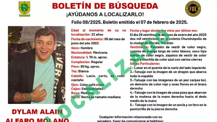 ULTIMA HORA LOCALIZAN A DYLAM ALFARO