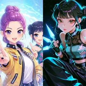 5 plantillas de las Guerreras Kpop en versión ánime
