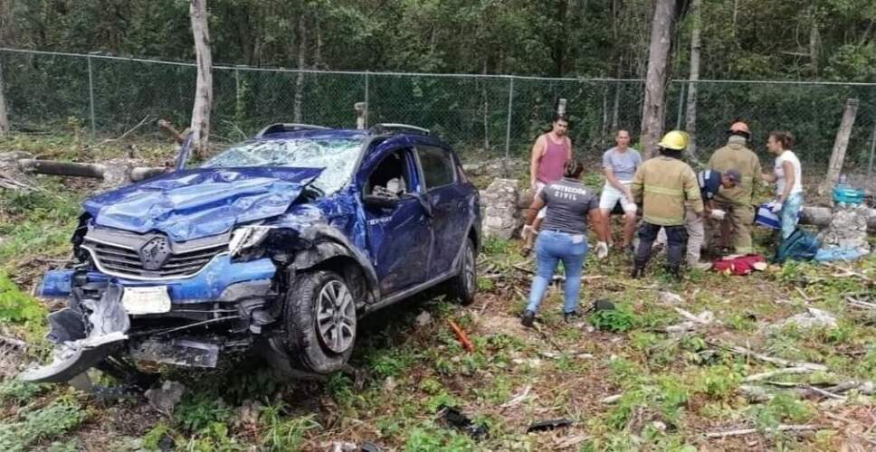 Reportan accidente vehicular en carretera Tulum-Cobá