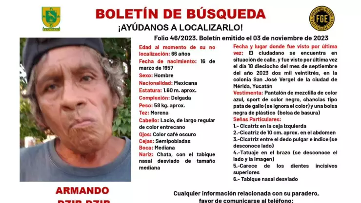 ¿Lo has visto_ Buscan a Armando Dzib, hombre desaparecido en Yucatán