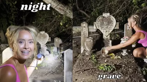 ¡No le teme a nada! Mujer limpia tumbas abandonadas de noche y se hace viral
