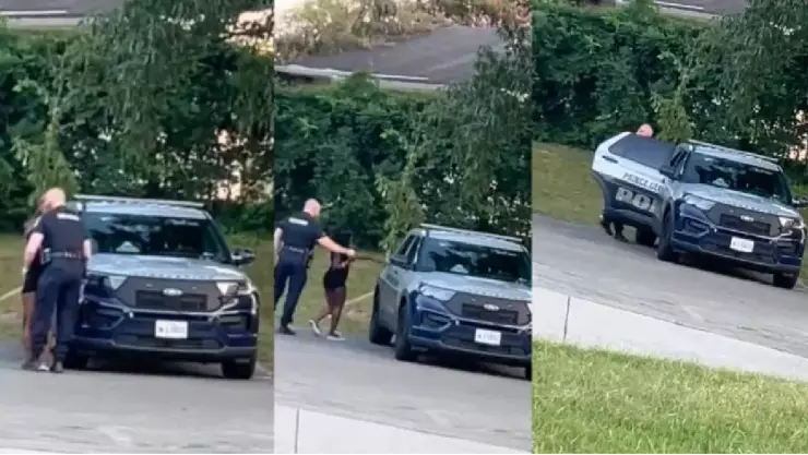 VIDEO_ Captan a policía subiendo a su amante a la patrulla