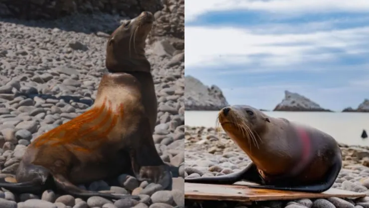 Rescatan 17 lobos marinos de morir estrangulados en el Golfo de California
