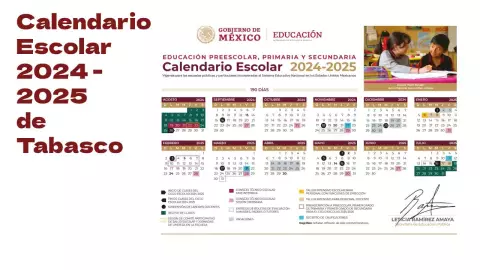 Calendario escolar oficial 2024-2025 para estudiantes de educación básica de Tabasco