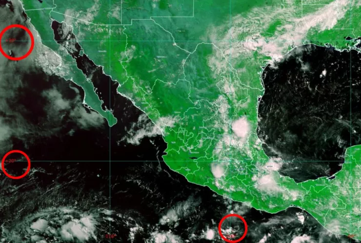 México en ALERTA por TRES potenciales ciclones formándose en el Océano Pacífico