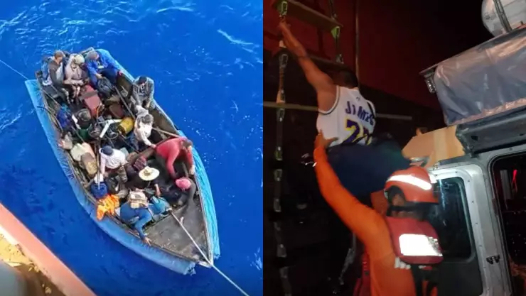 Rescatan a presuntos migrantes en embarcación en Isla Mujeres