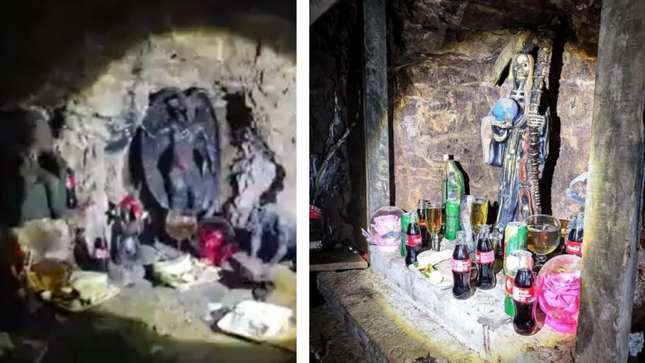 Aseguran huachitúnel de 25 metros y hallan altar de la Santa Muerte