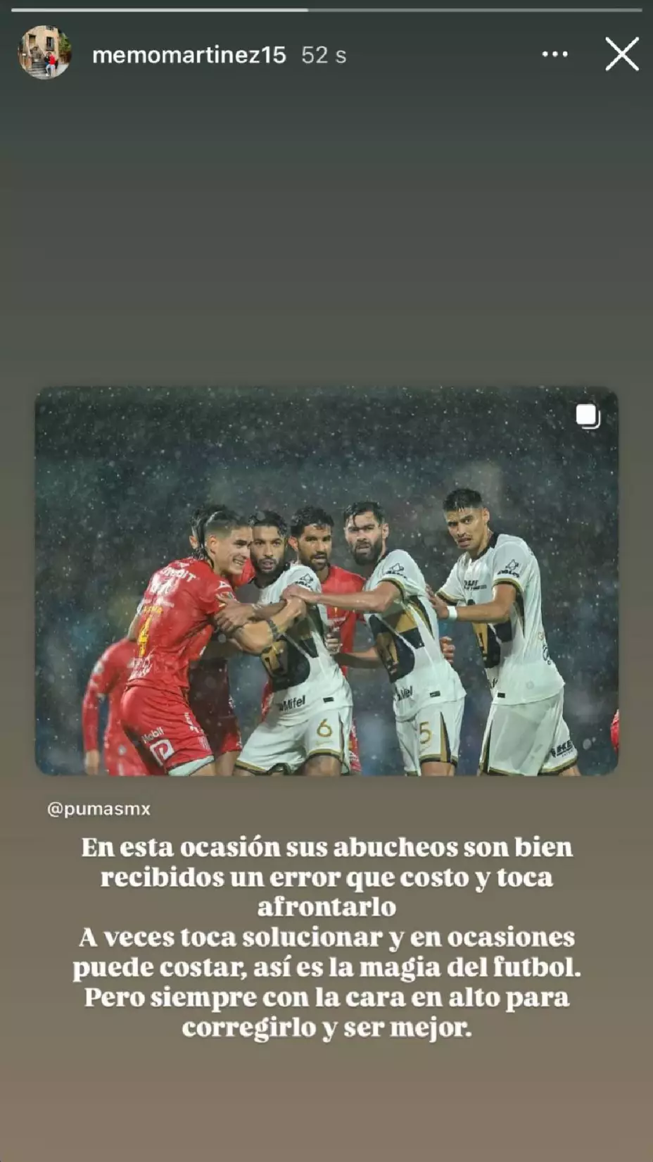 Mensaje Guillermo Martínez Pumas