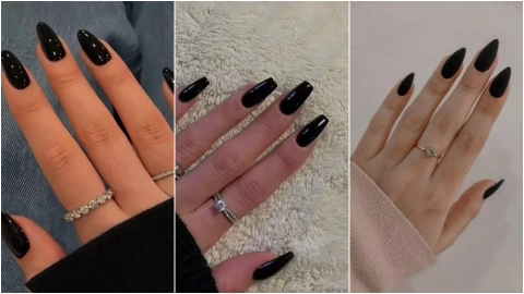 Modelos de uñas acrílicas negras