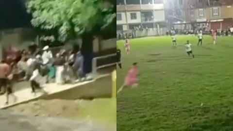 Captan el momento en que ocurre una intensa balacera en pleno partido de fútbol en Colombia (VIDEO)
