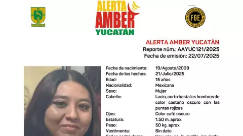 Alerta Amber en Yucatán_ Buscan a Gabriela Sunshine, tiene 15 años y 48 horas desaparecida