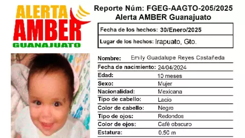 Reportan la desaparición de una bebé de 10 meses, en Irapuato, Guanajuato