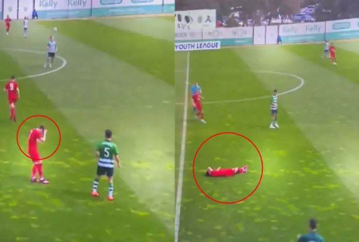 VIDEO Jugador de fútbol colapsó en pleno partido tras fuerte golpe