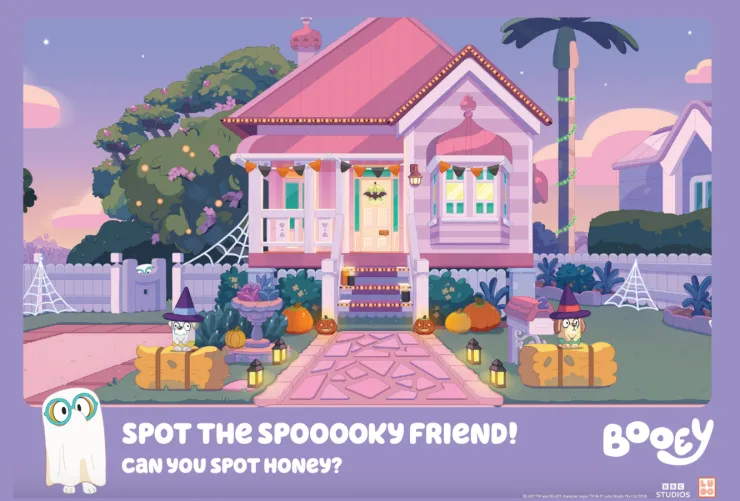 actividades de Bluey para Halloween - Encuentra a Honey