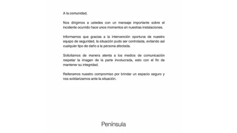 Comunicado de plaza Península