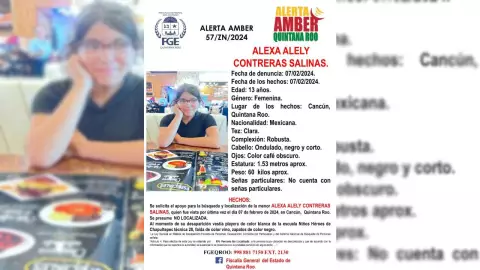 Alerta Amber: ¿La has visto? Buscan a la menor de 13 años Alexa Alely Contreras en Cancún