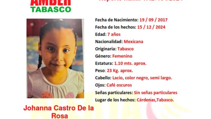 Alerta Amber Tabasco Johanna