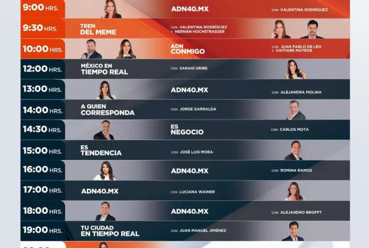 carta de programación adn40