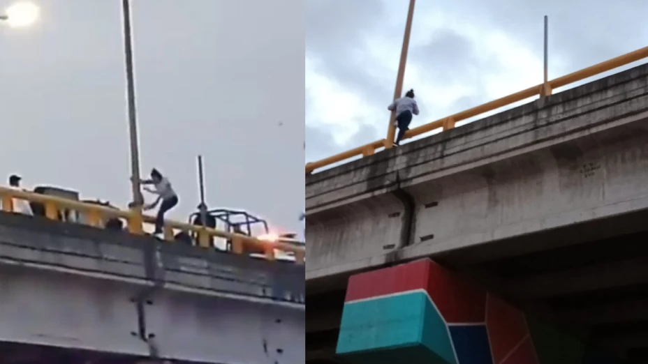 Mujer se arroja de distribuidor vial en Poza Rica