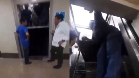 VIDEO: Tres personas quedan atrapadas en elevador de hospital del IMSS en Veracruz